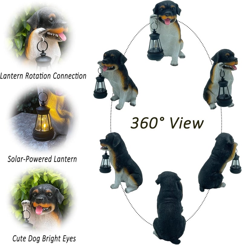 halp·ssfm Solar Garden Statues Dog Figurine with LED Light Lantern Outdoor Art Decor for Patio Lawn Yard Housewarming Home Ornaments Gifts for Dog Lovers Mom Grandma Women - Image 3